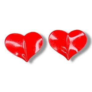 Vintage Red Heart Earrings Retro Goth Pinup